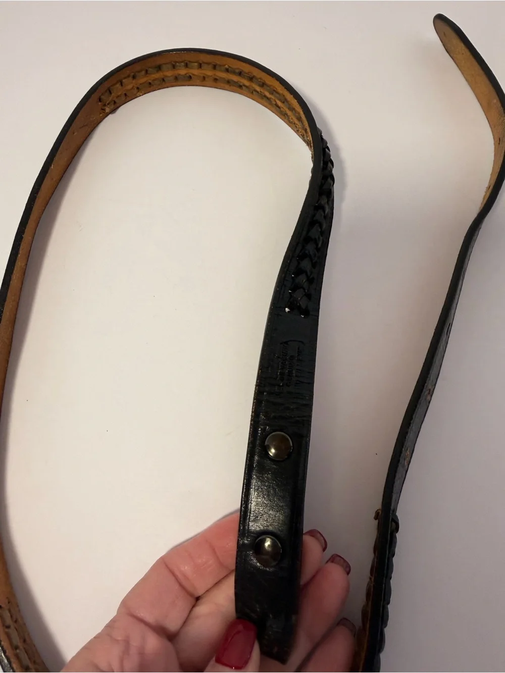 RM Mexico Vintage Black Hand-Laced Braided Leather Belt Strap Sz 36